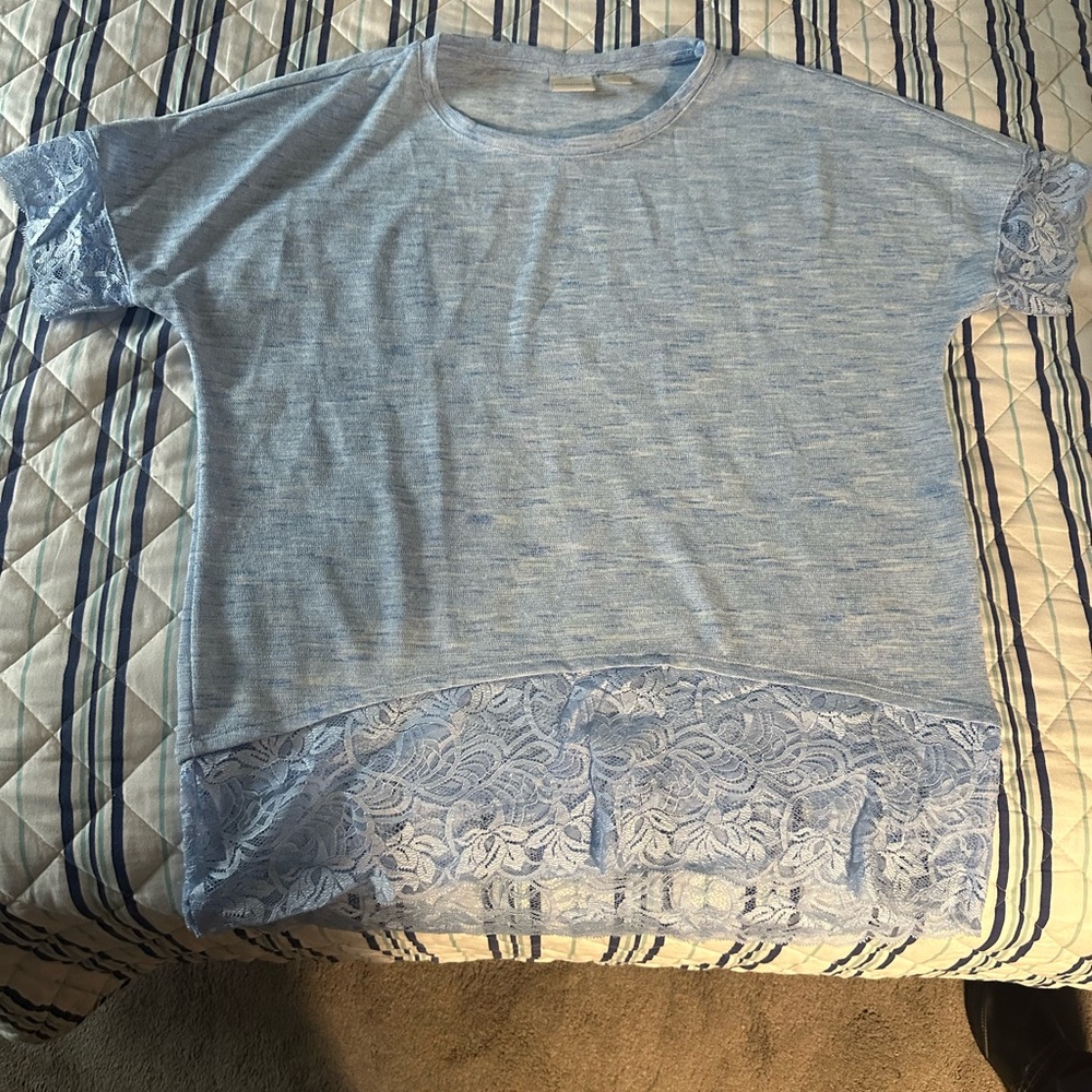 Light Blue Lace Trim Top